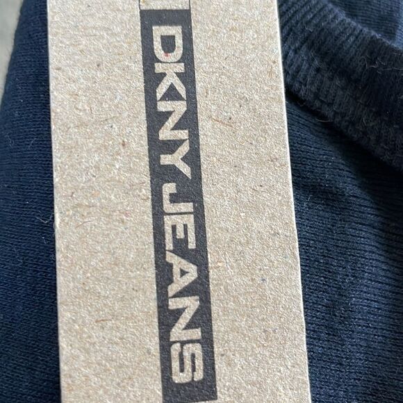 New with tags DKNY black cotton tee logo front done with crystal and grommets, S - Picture 7 of 7